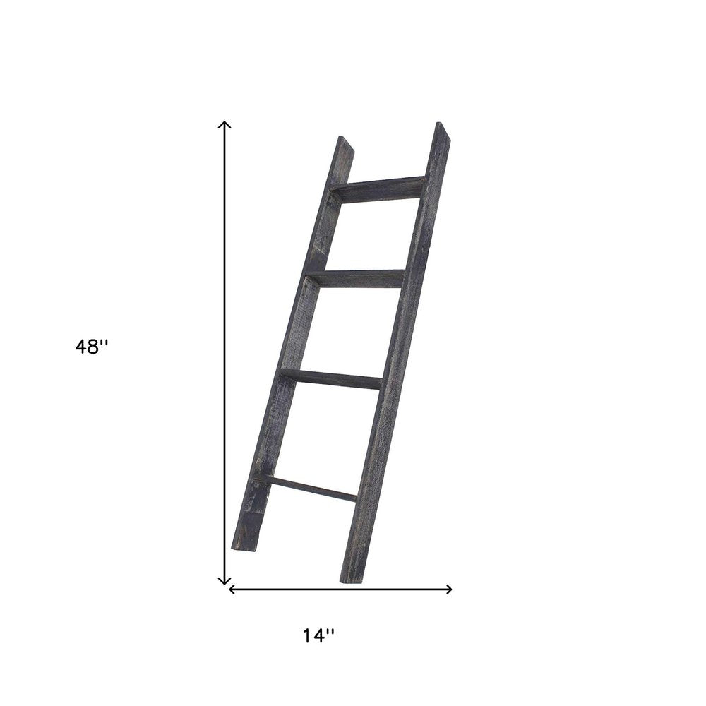 48" Black And Brown Distressed Solid Wood Four Step Ladder Shelf HomeRoots