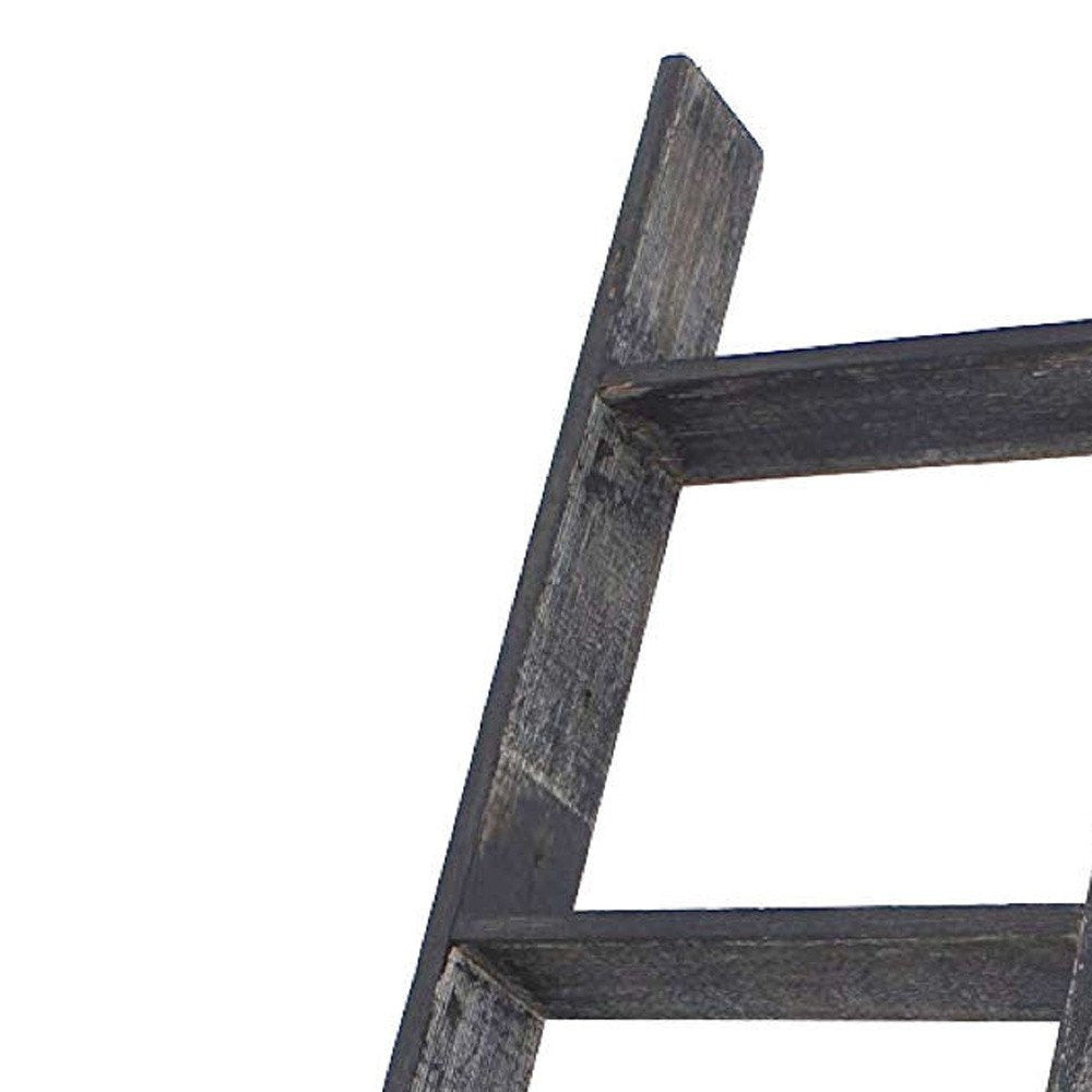 48" Black And Brown Distressed Solid Wood Four Step Ladder Shelf HomeRoots