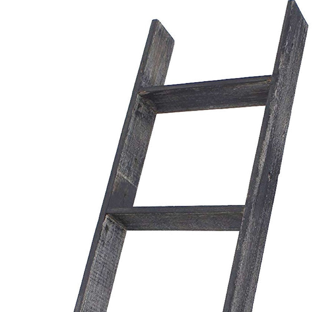 48" Black And Brown Distressed Solid Wood Four Step Ladder Shelf — view 7