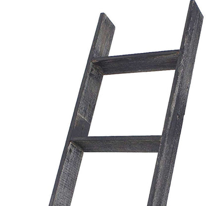 48" Black And Brown Distressed Solid Wood Four Step Ladder Shelf HomeRoots