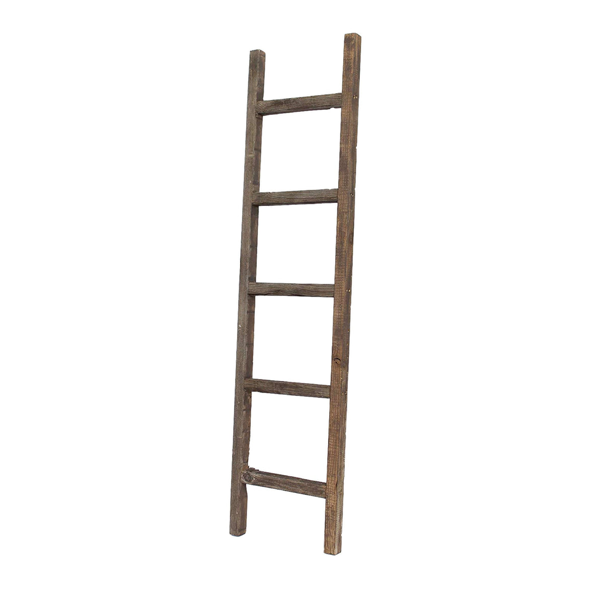 60" Espresso Distressed Solid Wood Five Step Ladder Shelf — view 2