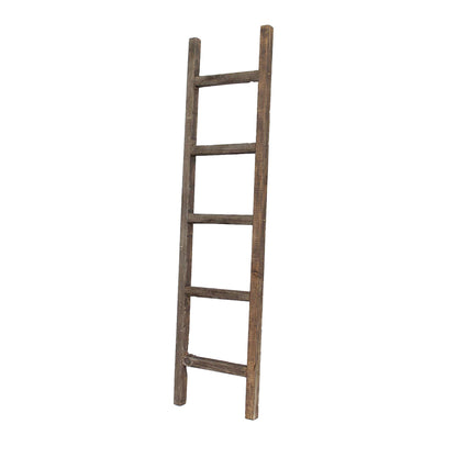 60" Espresso Distressed Solid Wood Five Step Ladder Shelf HomeRoots
