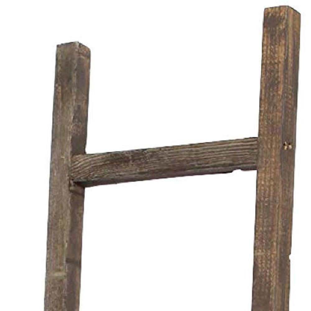 60" Espresso Distressed Solid Wood Five Step Ladder Shelf — view 4