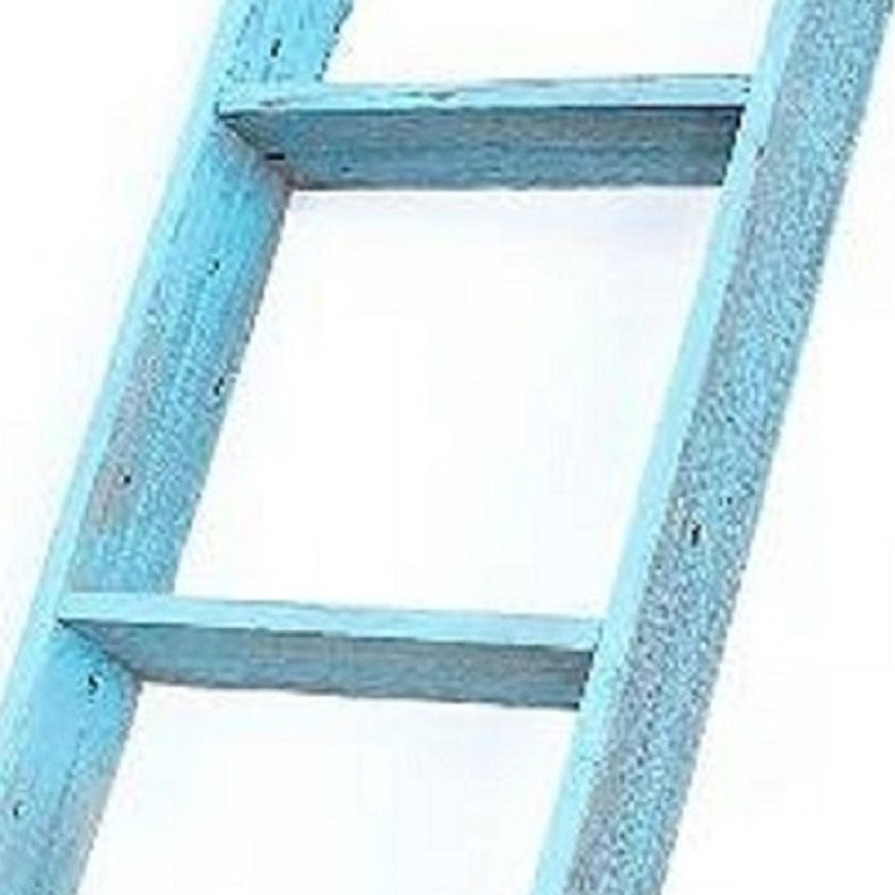 57" Turquoise Distressed Solid Wood Five Step Ladder Shelf HomeRoots