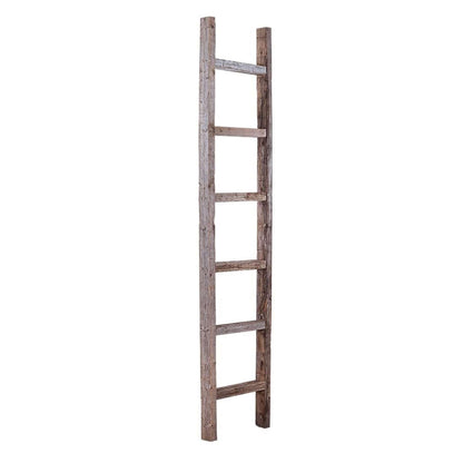 72" Gray Distressed Solid Wood Seven Step Ladder Shelf HomeRoots