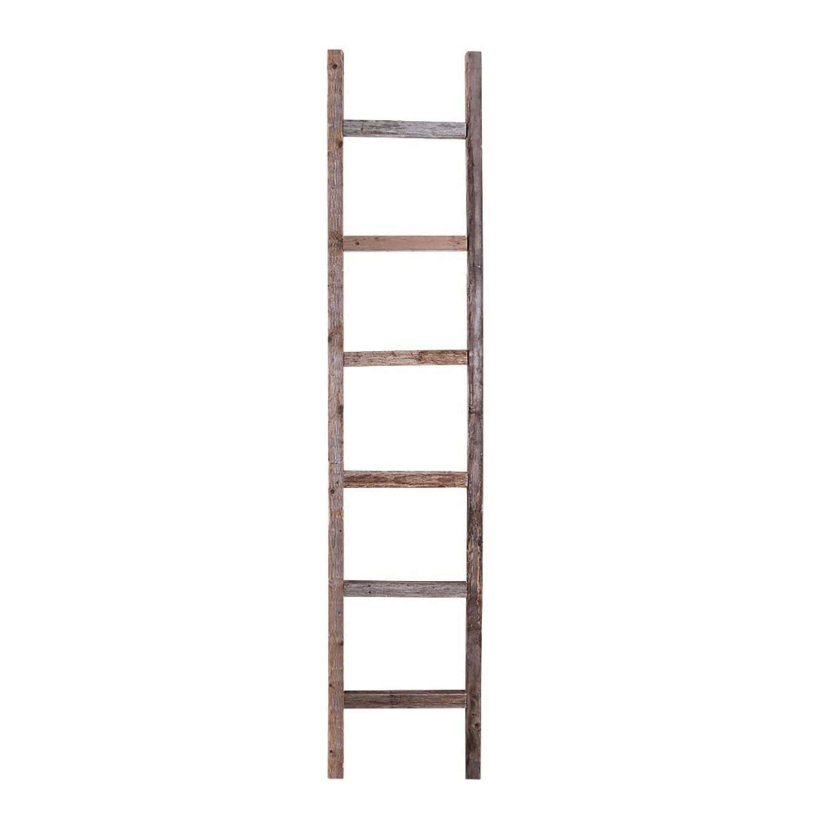 72" Gray Distressed Solid Wood Seven Step Ladder Shelf — view 2