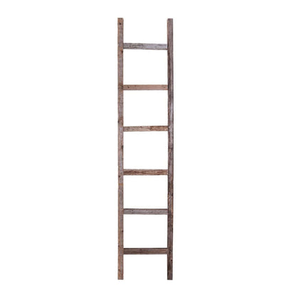 72" Gray Distressed Solid Wood Seven Step Ladder Shelf HomeRoots