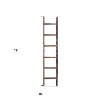 72" Gray Distressed Solid Wood Seven Step Ladder Shelf HomeRoots
