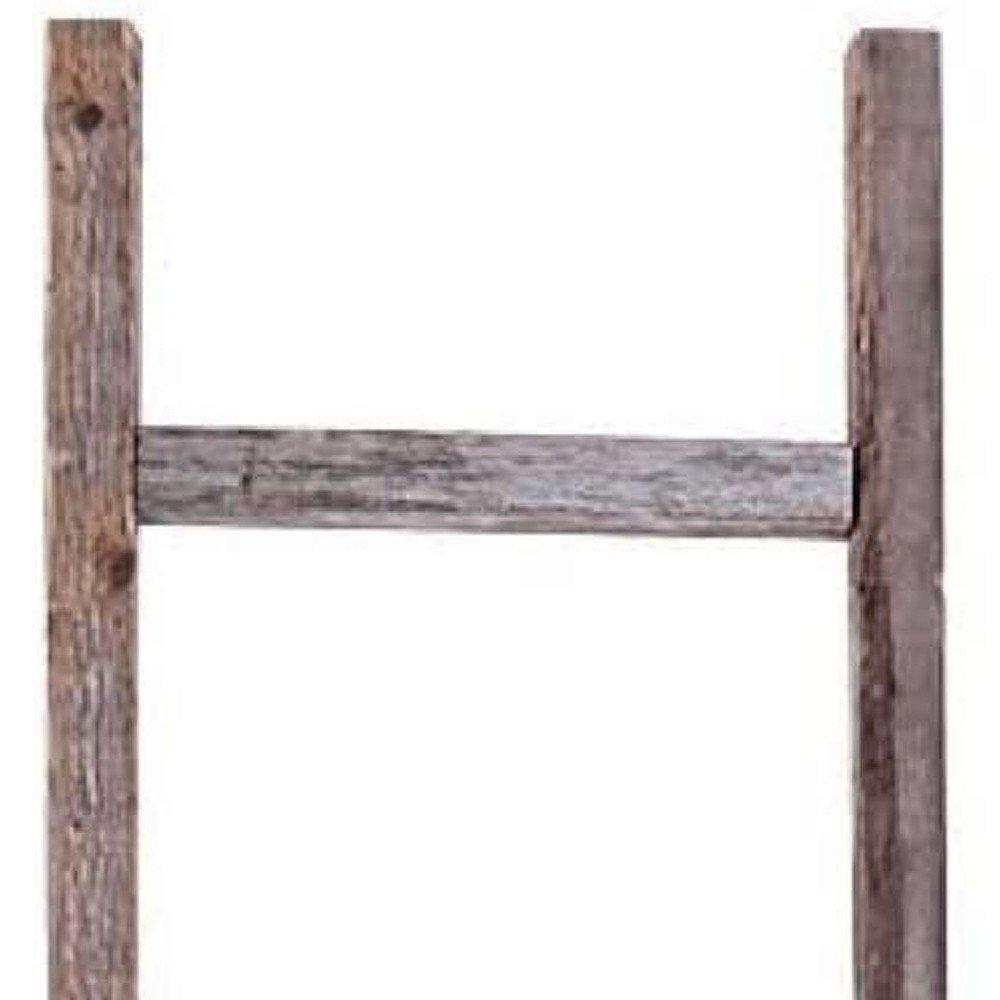 72" Gray Distressed Solid Wood Seven Step Ladder Shelf — view 4