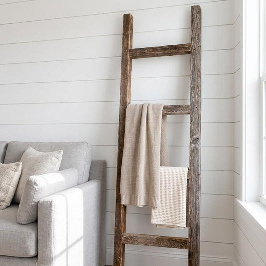 48" Gray Distressed Solid Wood Four Step Ladder Shelf HomeRoots