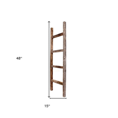 48" Gray Distressed Solid Wood Four Step Ladder Shelf HomeRoots
