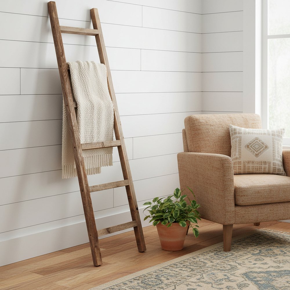 72" Gray Distressed Solid Wood Four Step Ladder Shelf HomeRoots