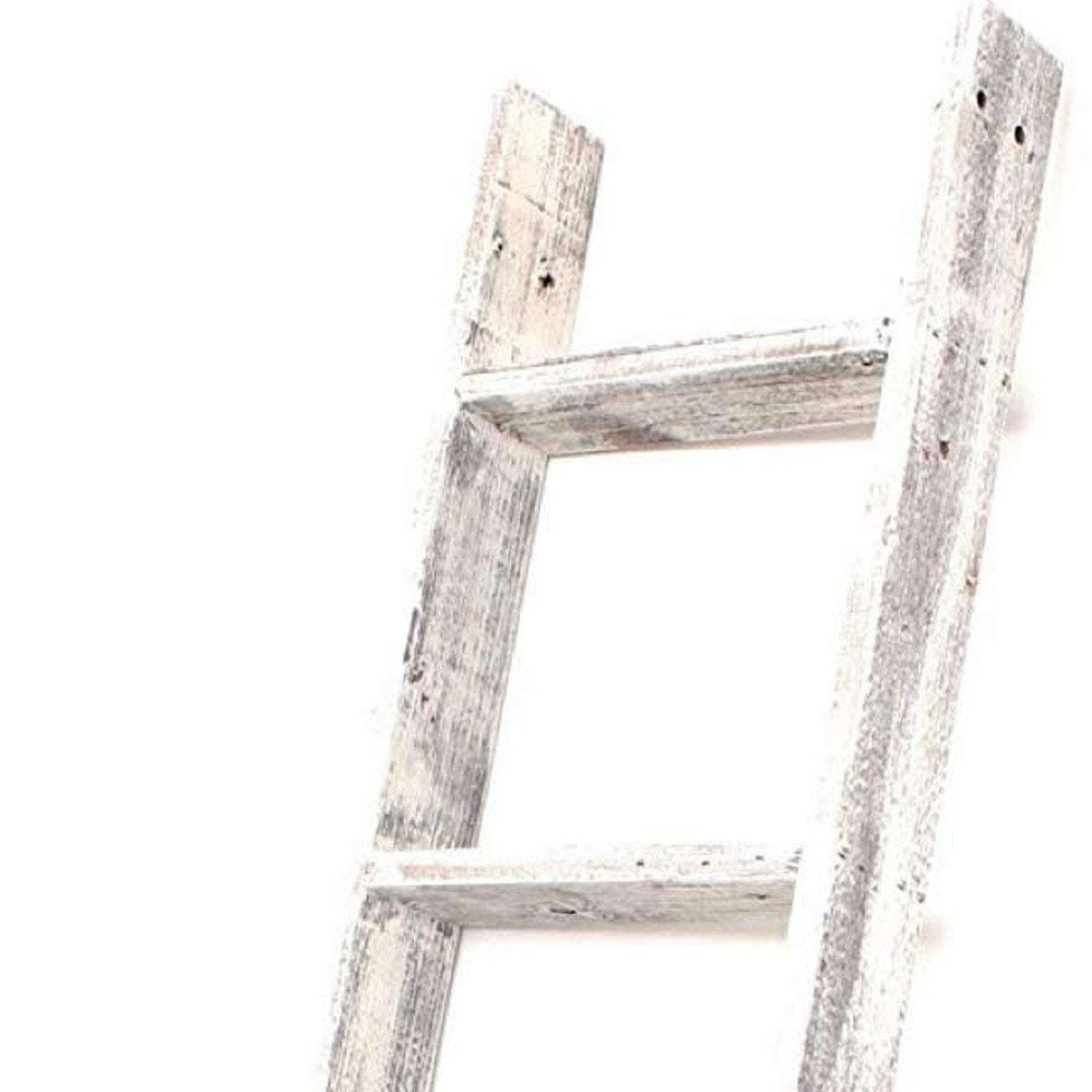 60" Espresso Distressed Solid Wood Five Step Ladder Shelf — view 8