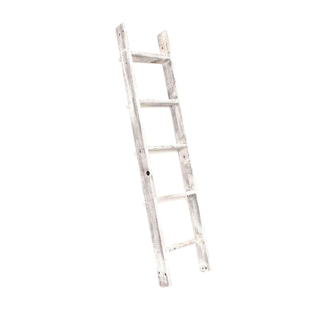 60" Espresso Distressed Solid Wood Five Step Ladder Shelf — view 9