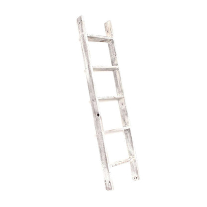 60" Espresso Distressed Solid Wood Five Step Ladder Shelf HomeRoots