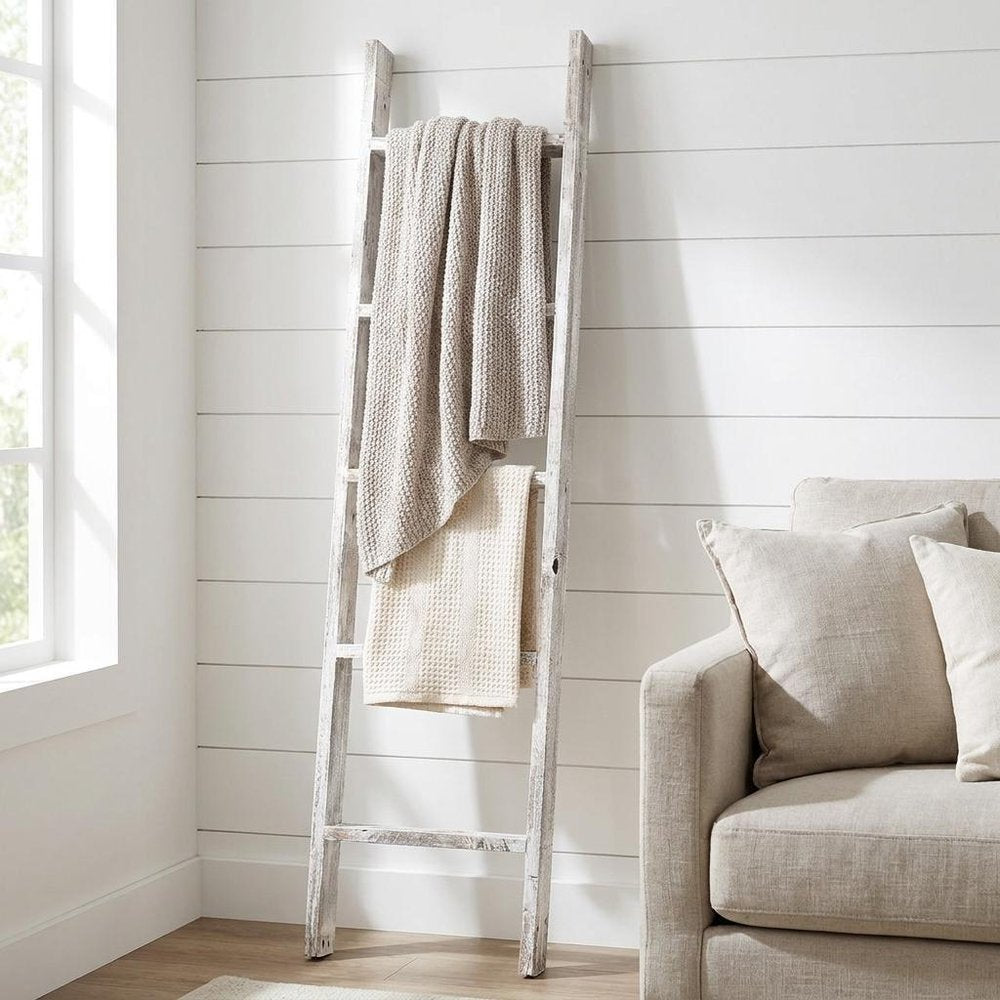 60" Espresso Distressed Solid Wood Five Step Ladder Shelf HomeRoots