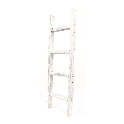 48" White Distressed Solid Wood Four Step Ladder Shelf HomeRoots