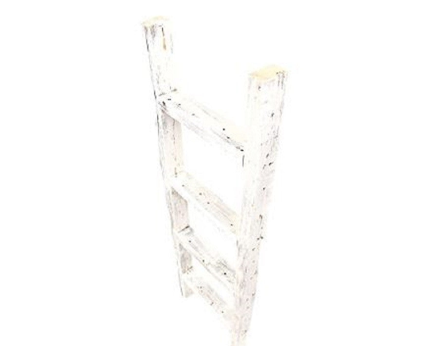 48" White Distressed Solid Wood Four Step Ladder Shelf HomeRoots