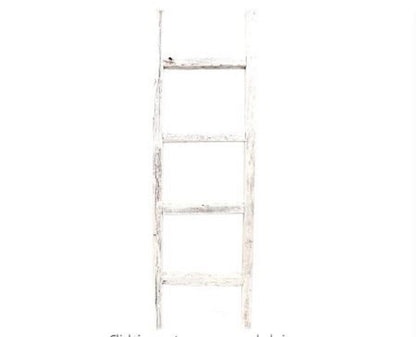 48" White Distressed Solid Wood Four Step Ladder Shelf