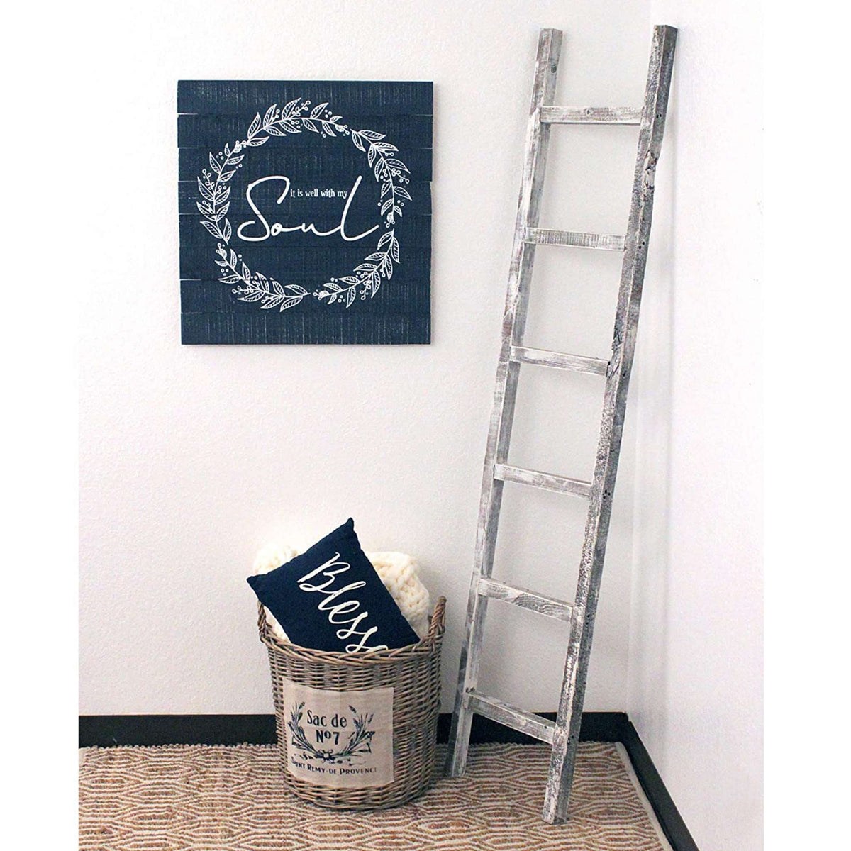 72" X 16" White Wood Hanging Dimensional Sculpture — view 3