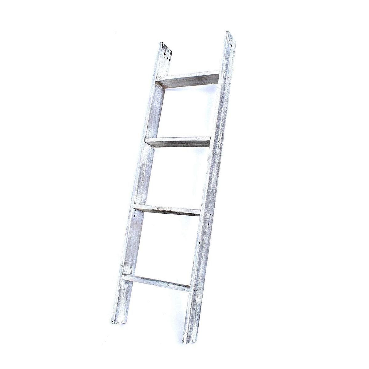 49" White Distressed Solid Wood Four Step Ladder Shelf HomeRoots