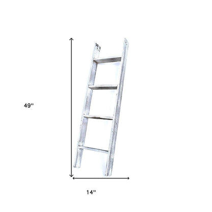 49" White Distressed Solid Wood Four Step Ladder Shelf HomeRoots