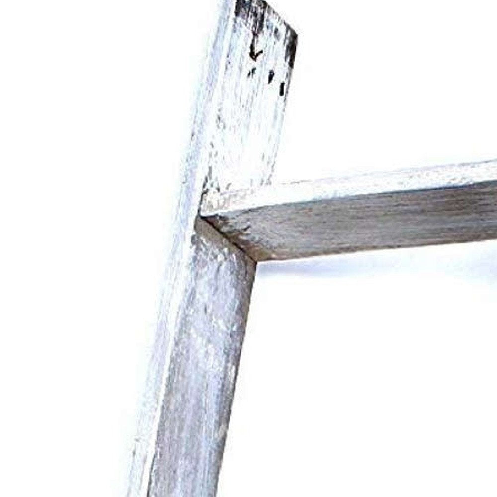 49" White Distressed Solid Wood Four Step Ladder Shelf — view 3