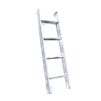 49" White Distressed Solid Wood Four Step Ladder Shelf HomeRoots