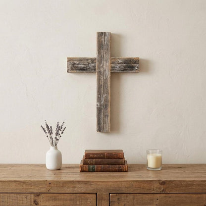 16" X 11" Gray Wood Cross Hanging Dimensional Sculpture HomeRoots