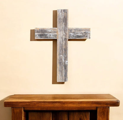 16" X 11" Gray Wood Cross Hanging Dimensional Sculpture HomeRoots