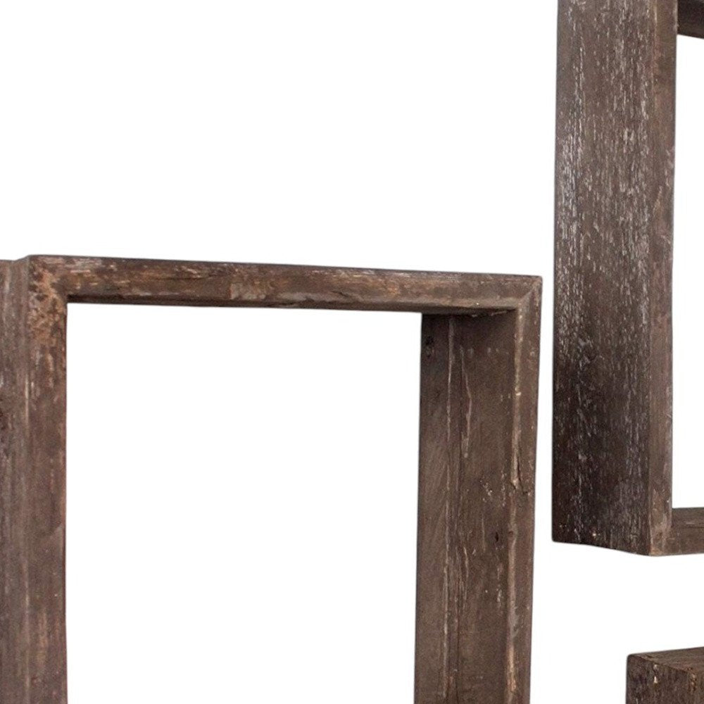 Set of Three Smoky Black Wood Square Hanging Dimensional Sculpture — view 2