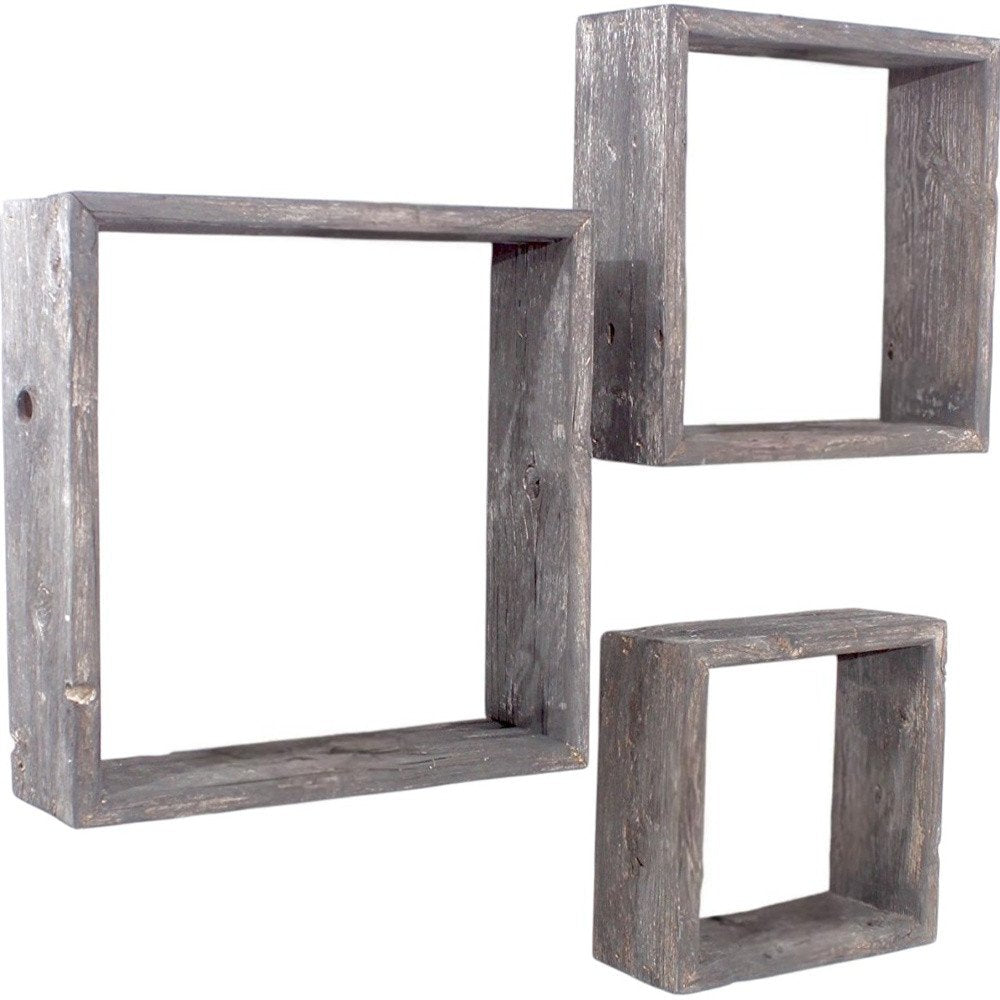 Set of Three Smoky Black Wood Square Hanging Dimensional Sculpture — view 6