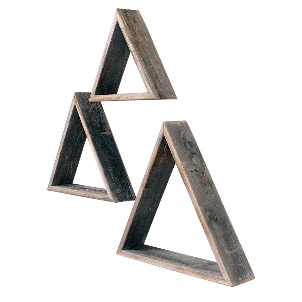 Set of Three Gray Wood Square Hanging Dimensional Sculpture — view 3