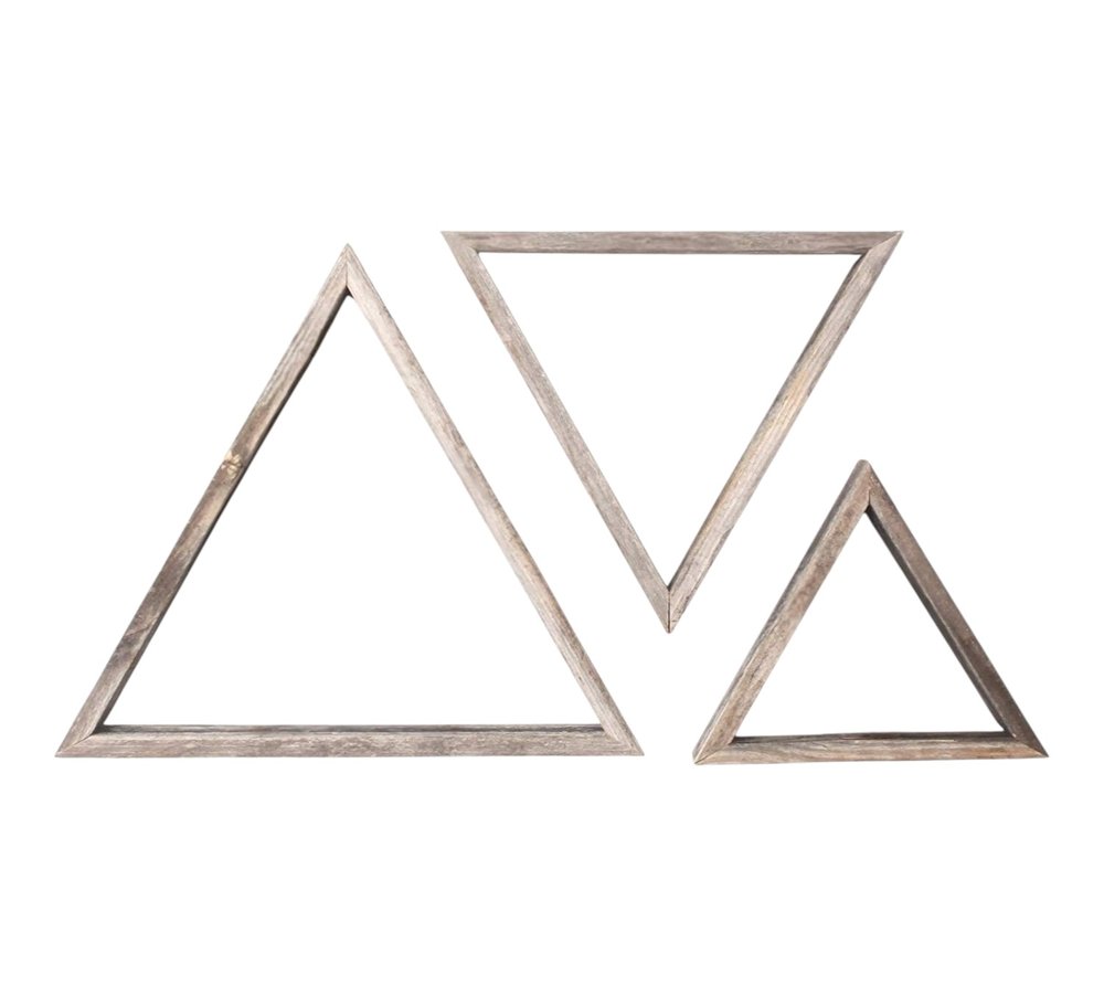 Set of Three Gray Wood Square Hanging Dimensional Sculpture — view 6