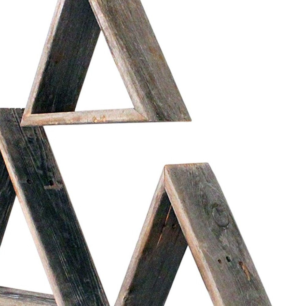 Set of Three Gray Wood Square Hanging Dimensional Sculpture — view 4