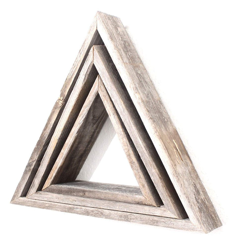 Set of Three Gray Wood Square Hanging Dimensional Sculpture — view 2