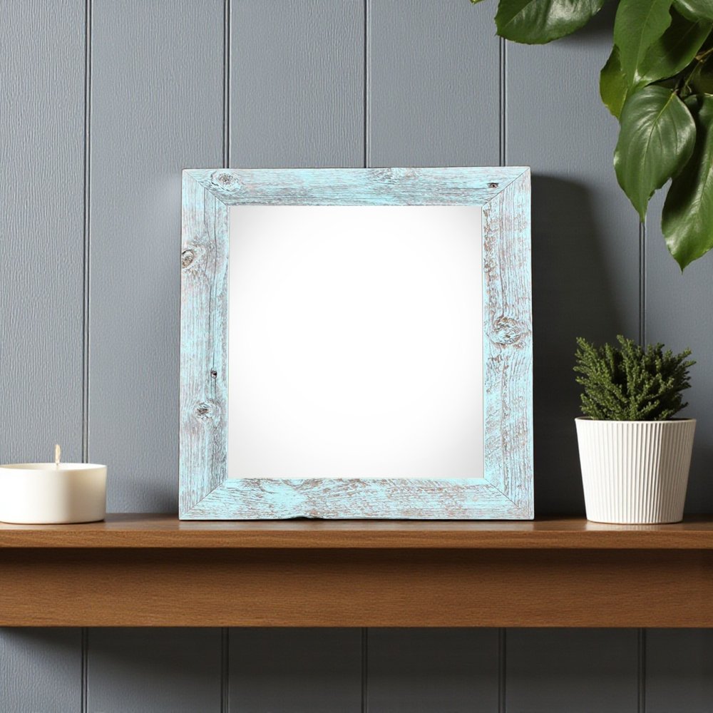 6" x 6" Blue Solid Wood Tabletop Picture Frame HomeRoots