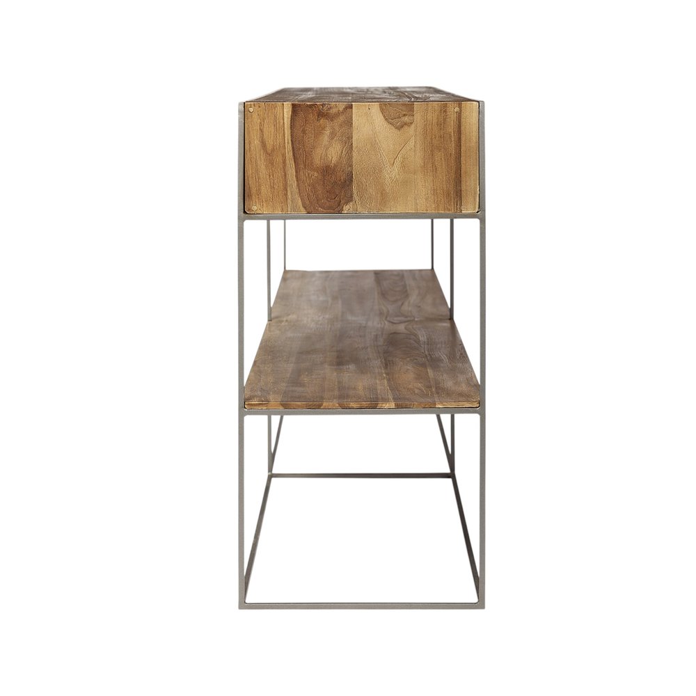 63" Brown Solid Wood Two Drawer Sideboard HomeRoots