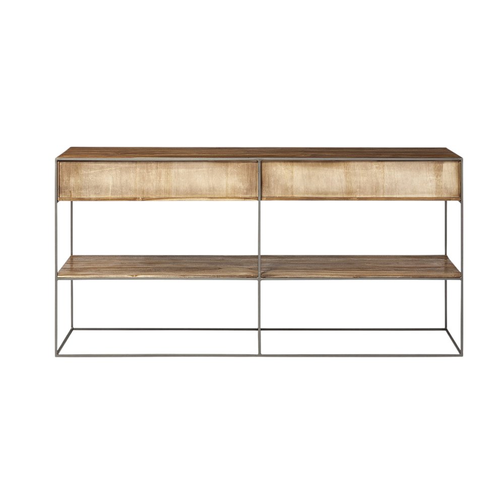 63" Brown Solid Wood Two Drawer Sideboard HomeRoots