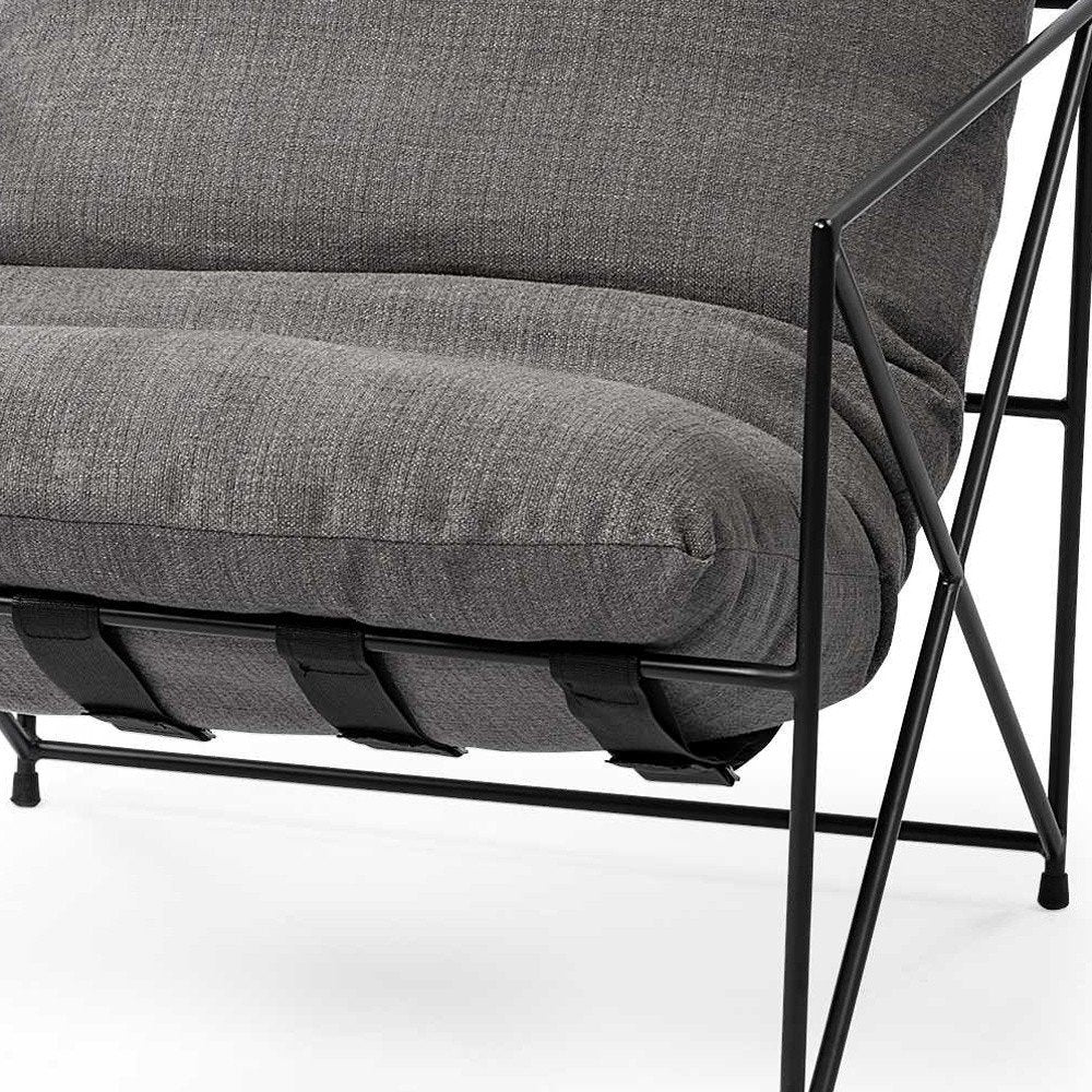 30" Gray and Black Linen Lounge Chair HomeRoots