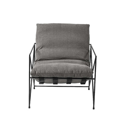 30" Gray and Black Linen Lounge Chair HomeRoots