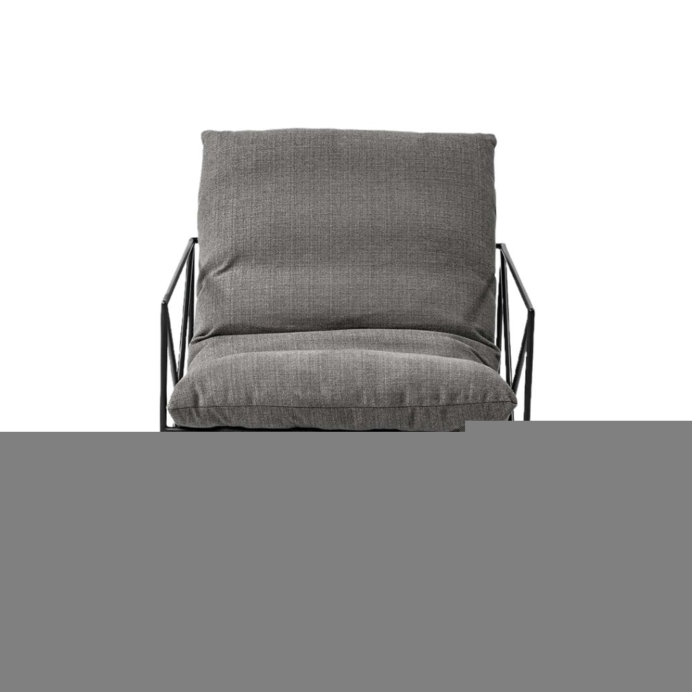 30" Gray and Black Linen Lounge Chair HomeRoots