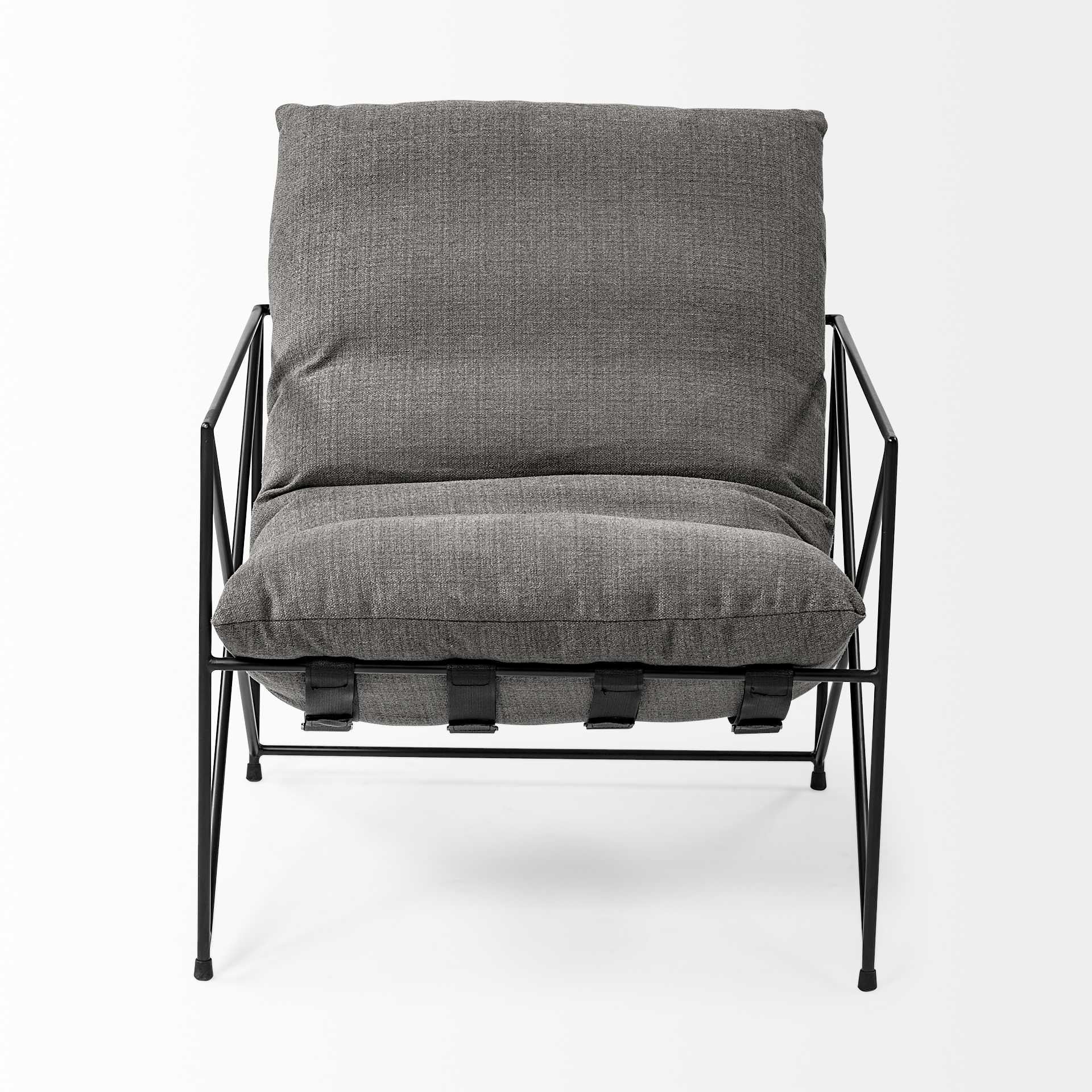 30" Gray and Black Linen Lounge Chair HomeRoots