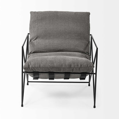 30" Gray and Black Linen Lounge Chair HomeRoots