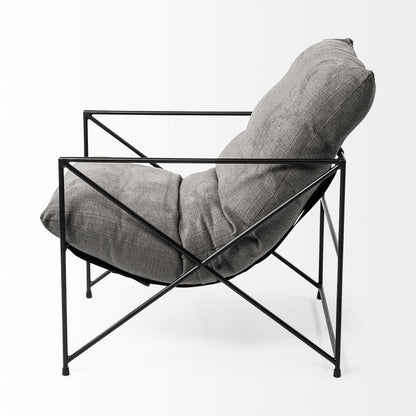 30" Gray and Black Linen Lounge Chair HomeRoots
