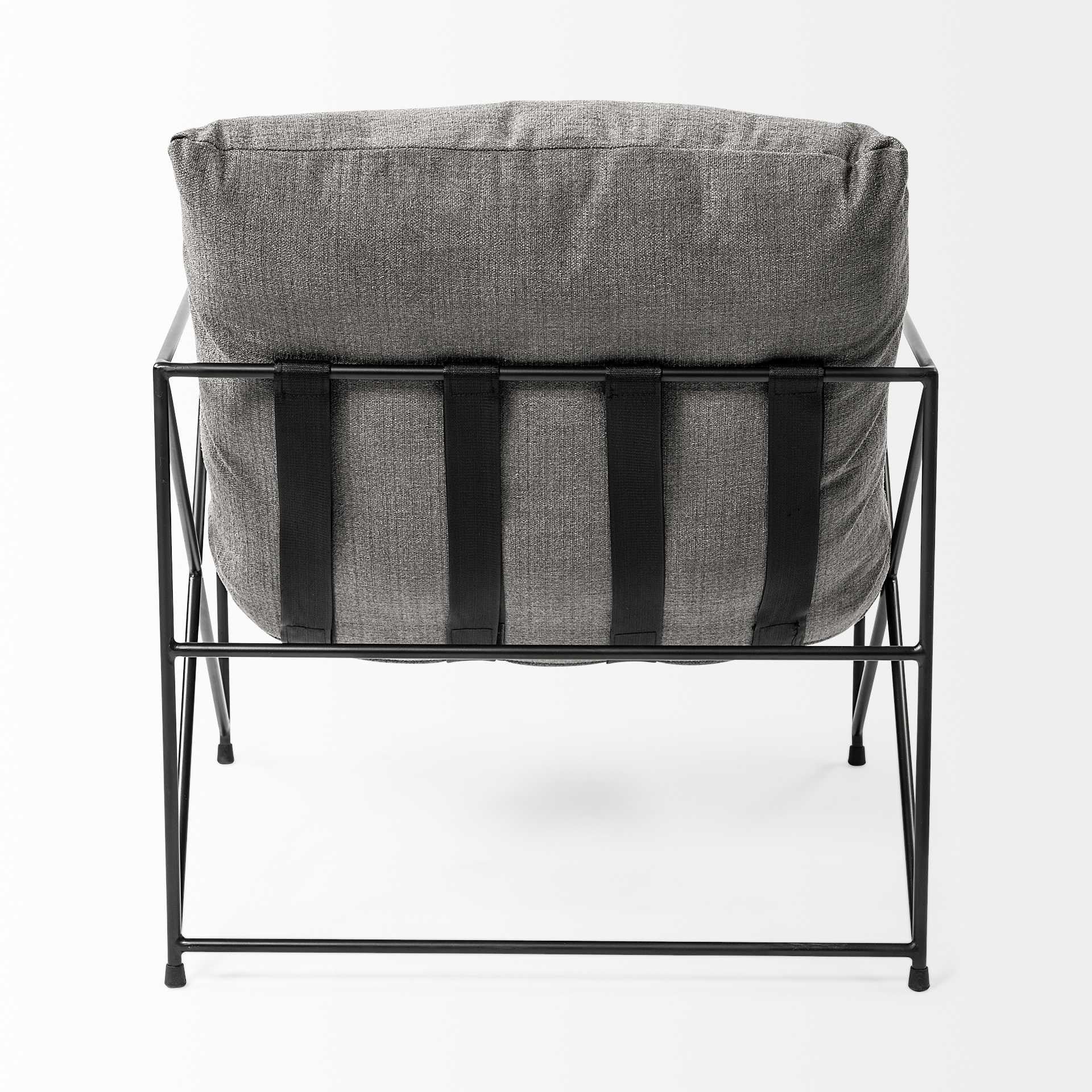 30" Gray and Black Linen Lounge Chair HomeRoots