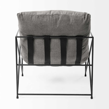 30" Gray and Black Linen Lounge Chair HomeRoots