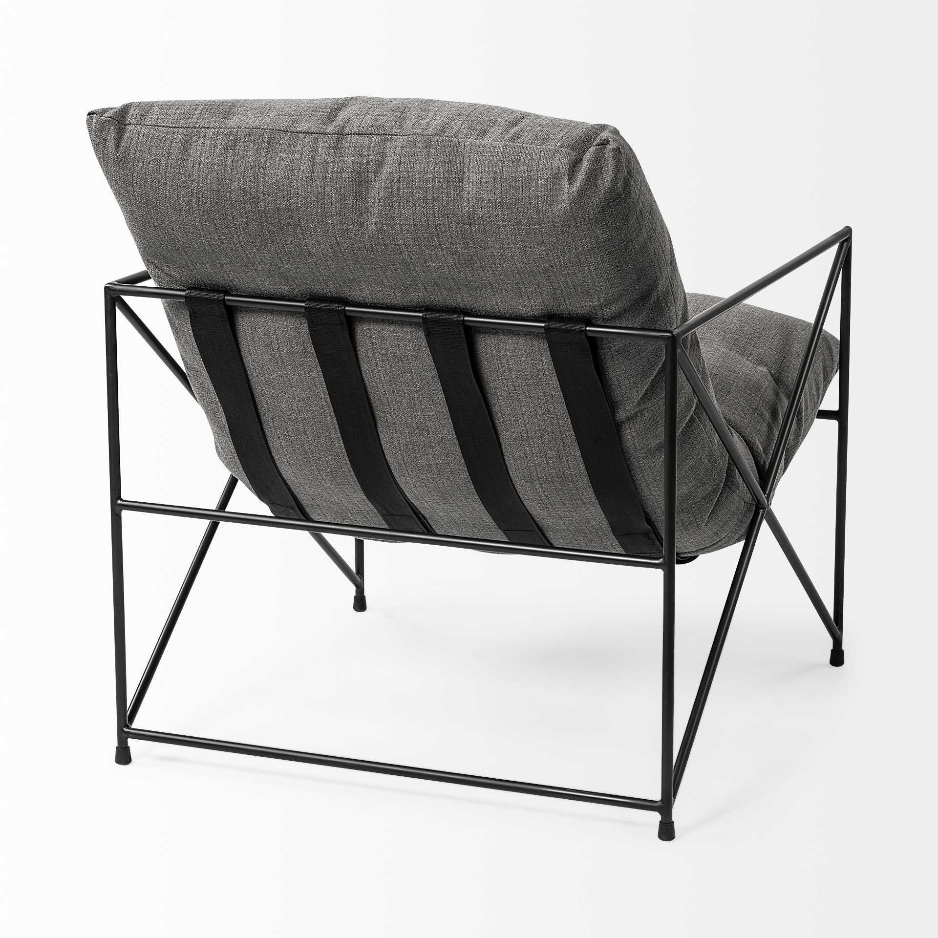 30" Gray and Black Linen Lounge Chair HomeRoots