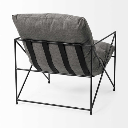 30" Gray and Black Linen Lounge Chair HomeRoots