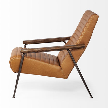 37" Tan and Black Faux Leather Tufted Lounge Chair HomeRoots